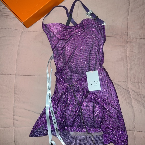 POSTER GIRL Dresses & Skirts - NWT Purple Crystal Rhinestone Chainmail Mini Dress